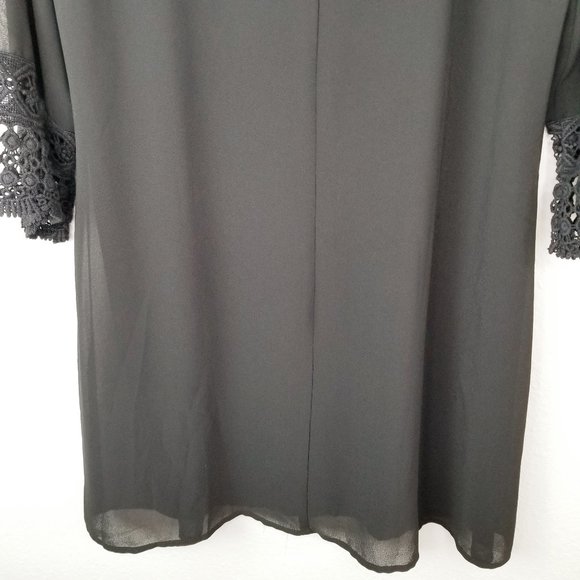 Want and Need Crochet Sleeve Shift Dress Black - Picture 6 of 14